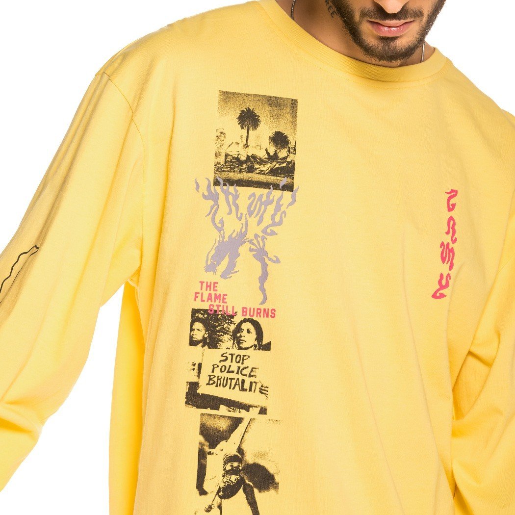 Grimey Yoga Fire Long Sleeve Tee Yellow  GLS133-YLW