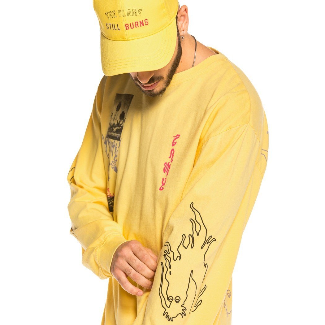 Grimey Yoga Fire Long Sleeve Tee Yellow  GLS133-YLW