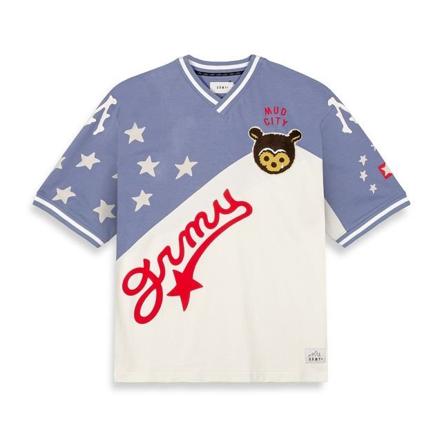 Camiseta Mud'S The Residence V Neck Oversized Blue