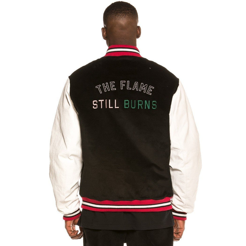 Grimey Yoga Fire Corduroy Baseball Jacket Black GBJK115-BLK