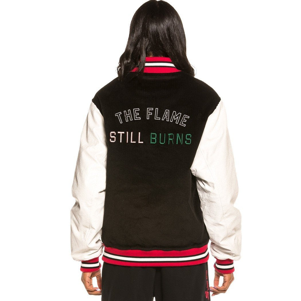 Grimey Yoga Fire Corduroy Baseball Jacket Black GBJK115-BLK