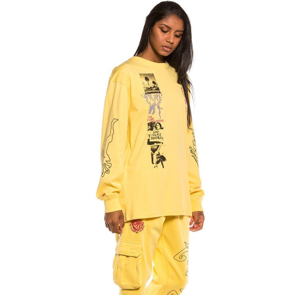 Grimey Yoga Fire Long Sleeve Tee Yellow  GLS133-YLW