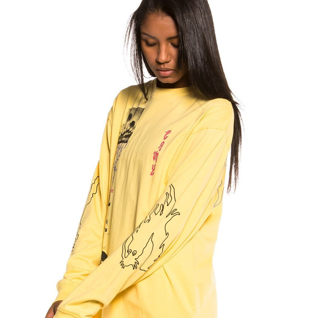 Grimey Yoga Fire Long Sleeve Tee Yellow  GLS133-YLW