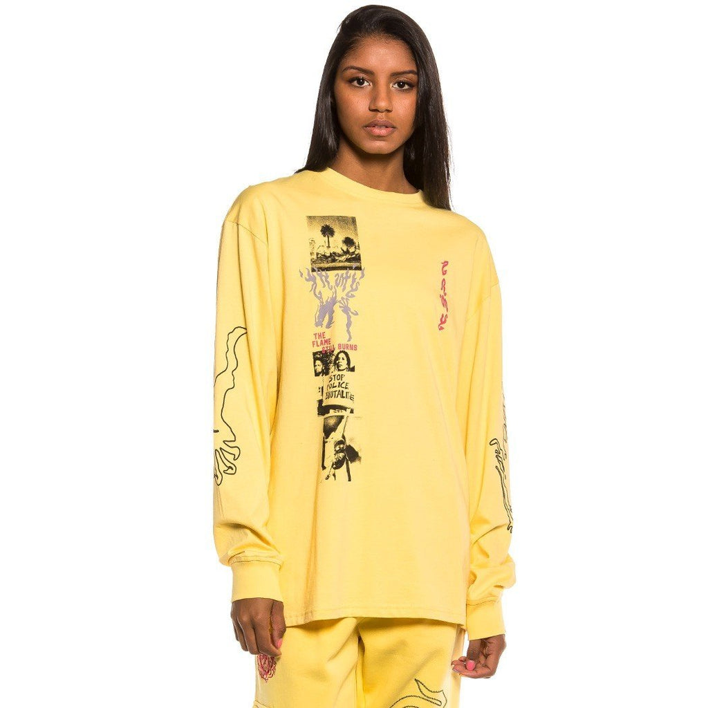 Grimey Yoga Fire Long Sleeve Tee Yellow  GLS133-YLW