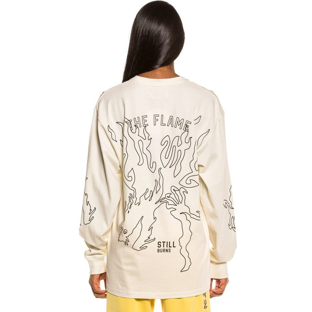 Grimey Yoga Fire Long Sleeve Tee White GLS133-WHT
