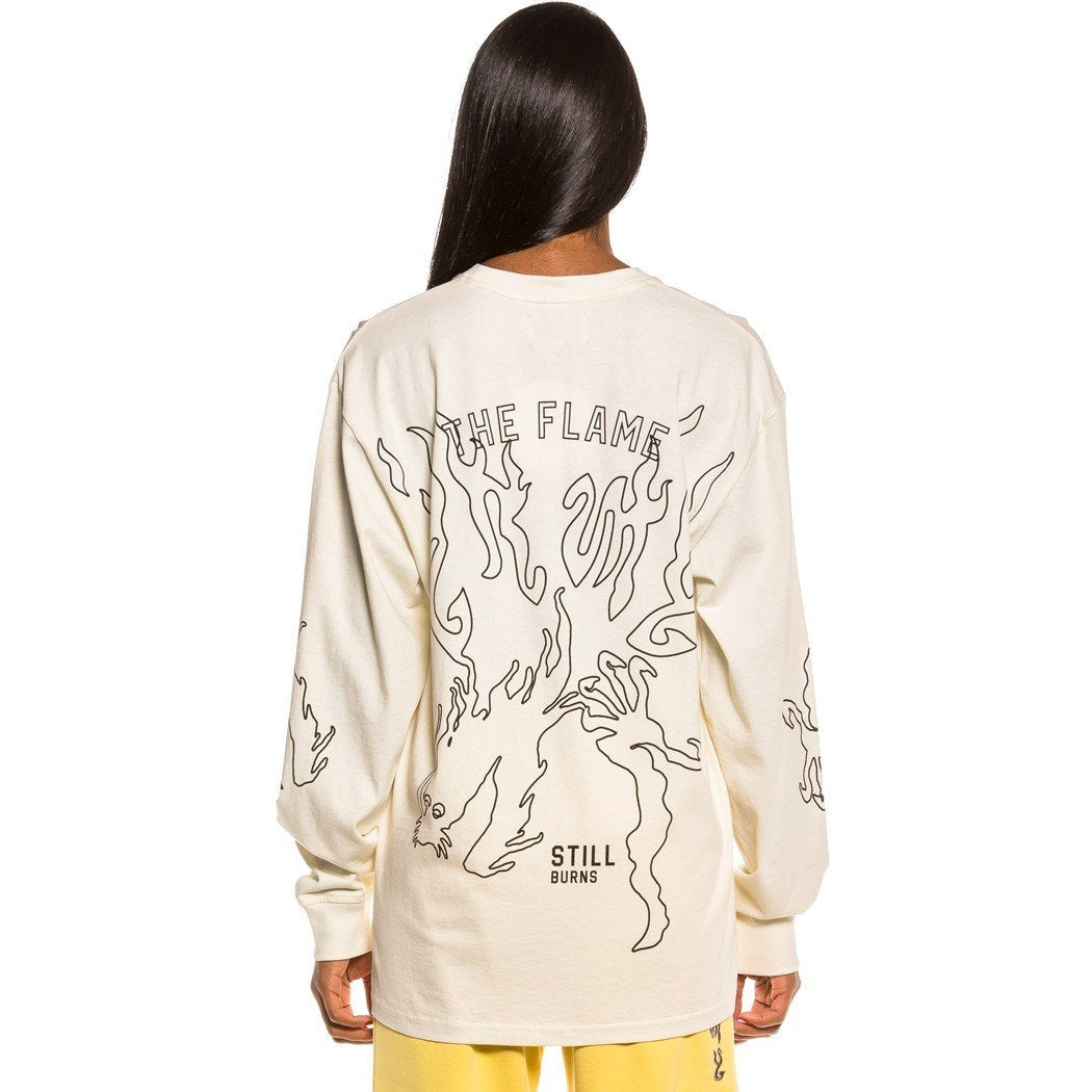 Grimey Yoga Fire Long Sleeve Tee White GLS133-WHT