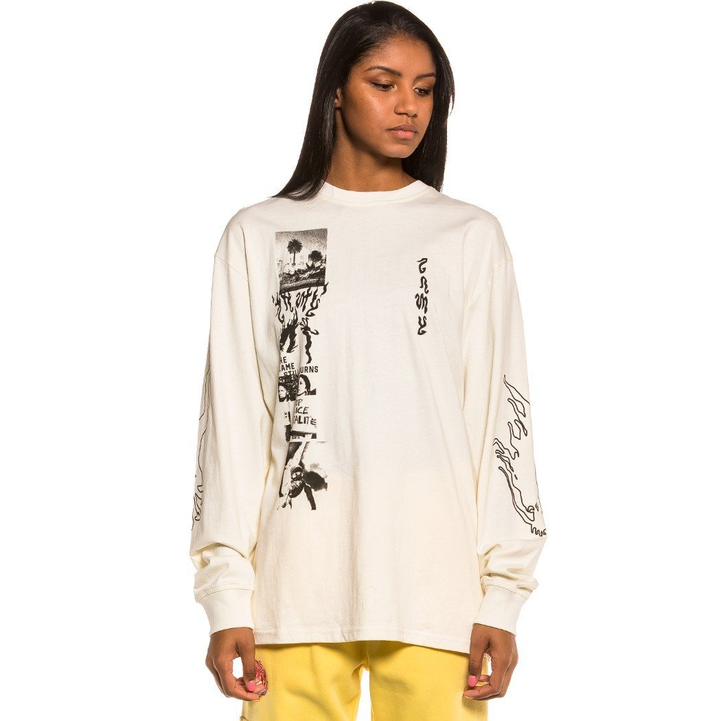 Grimey Yoga Fire Long Sleeve Tee White GLS133-WHT