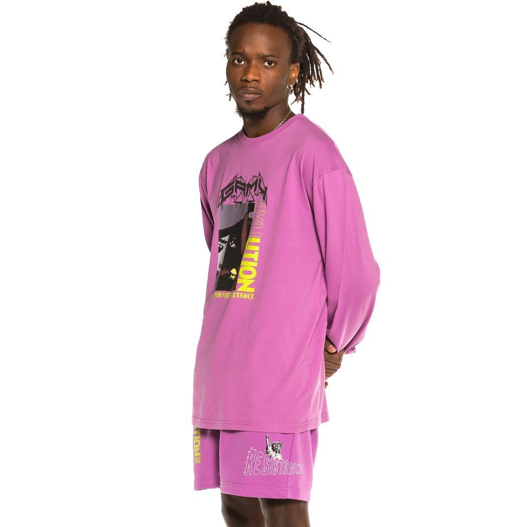 Grimey Liveution Magic 4 Resistance Long Sleeve Tee Purple GLS138-PRP