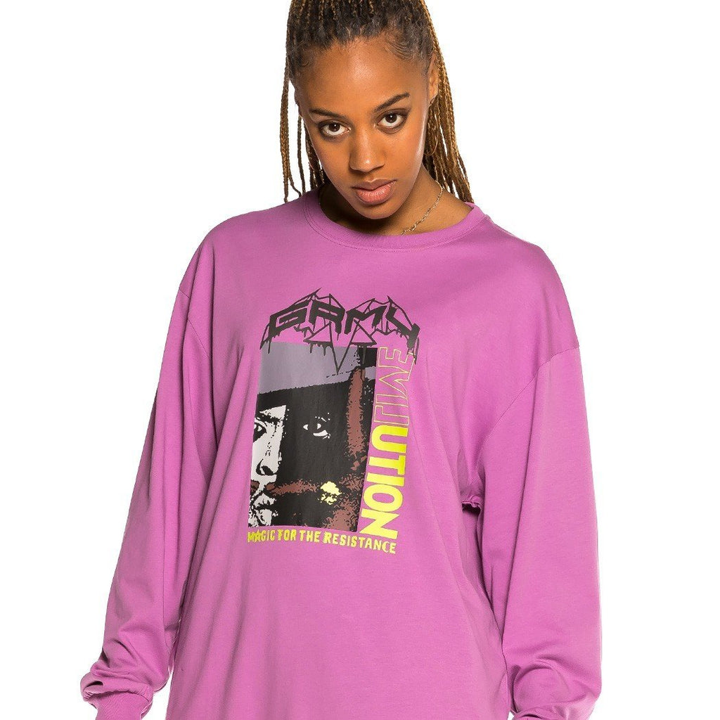 Grimey Liveution Magic 4 Resistance Long Sleeve Tee Purple GLS138-PRP