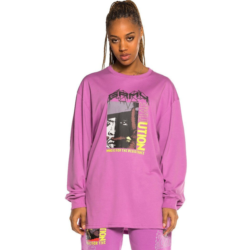 Grimey Liveution Magic 4 Resistance Long Sleeve Tee Purple GLS138-PRP
