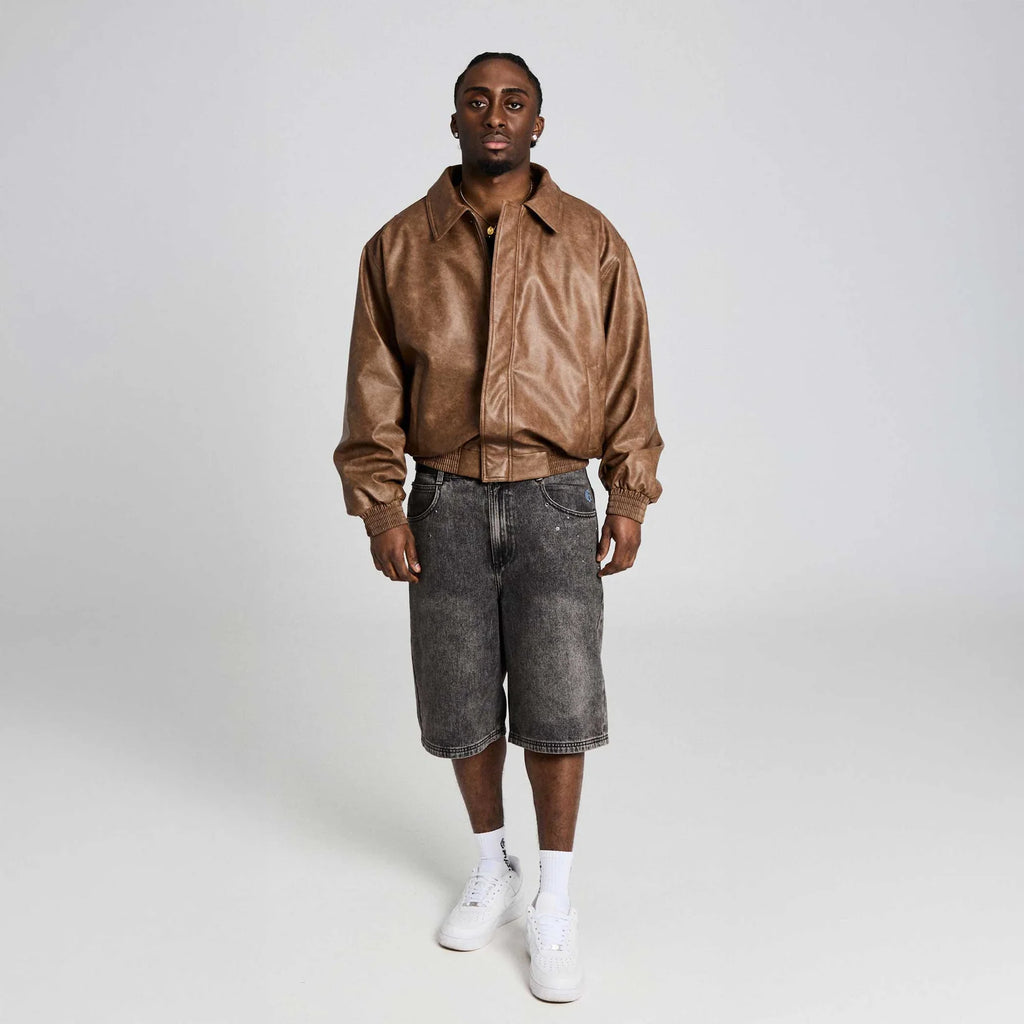 Chamarra Bomber Chief Watcher Pu Leather Brown