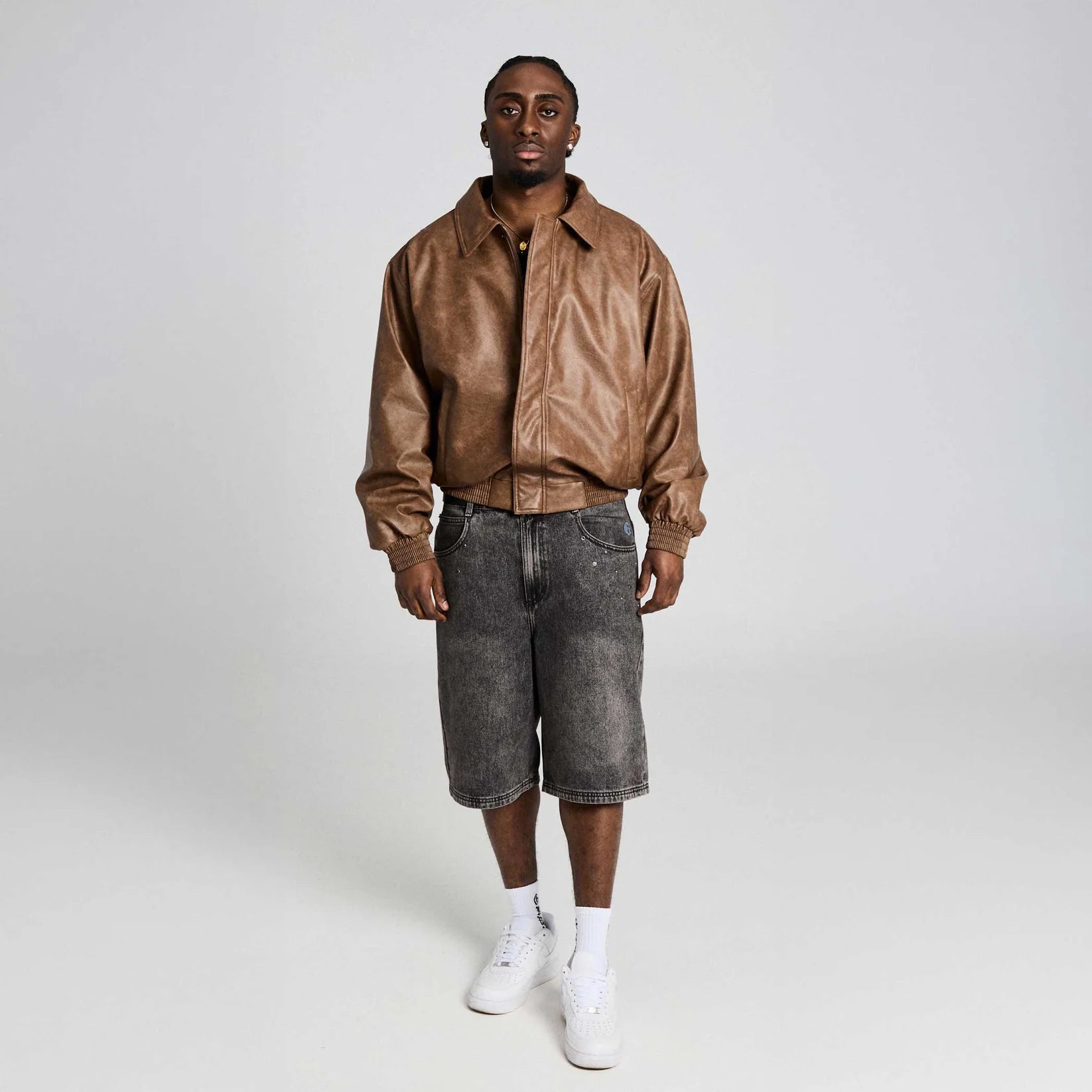 Chamarra Bomber Chief Watcher Pu Leather Brown