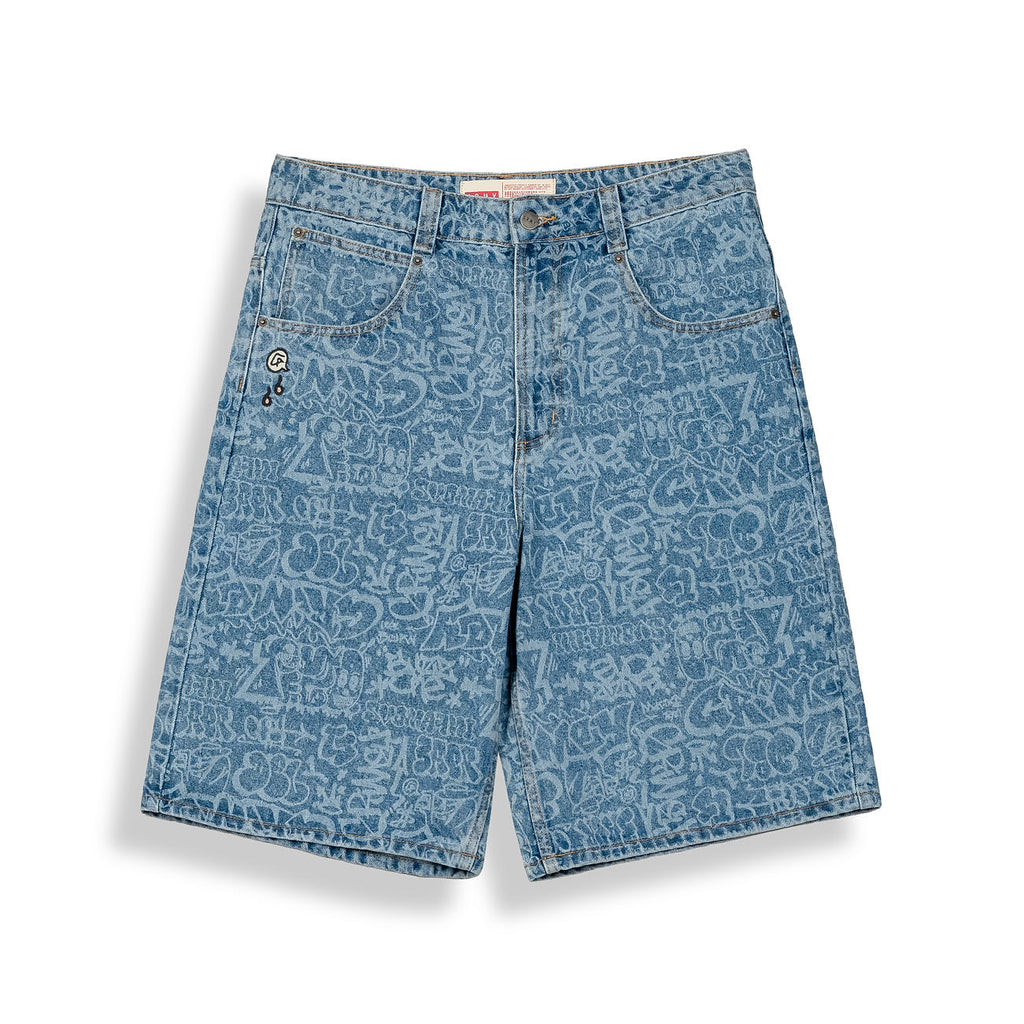 Pantalón Corto Stardust All Over Laser Baggy Washed Dark Blue